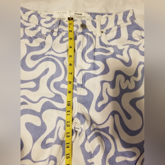 NWT Cotton:On Long Strainght Leg Jeans in Blue Swril Print  Size 6 - Picture 7 of 14
